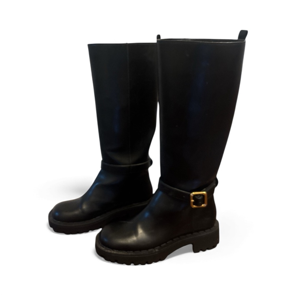 Zara Black Winter Boots with Gold Accent